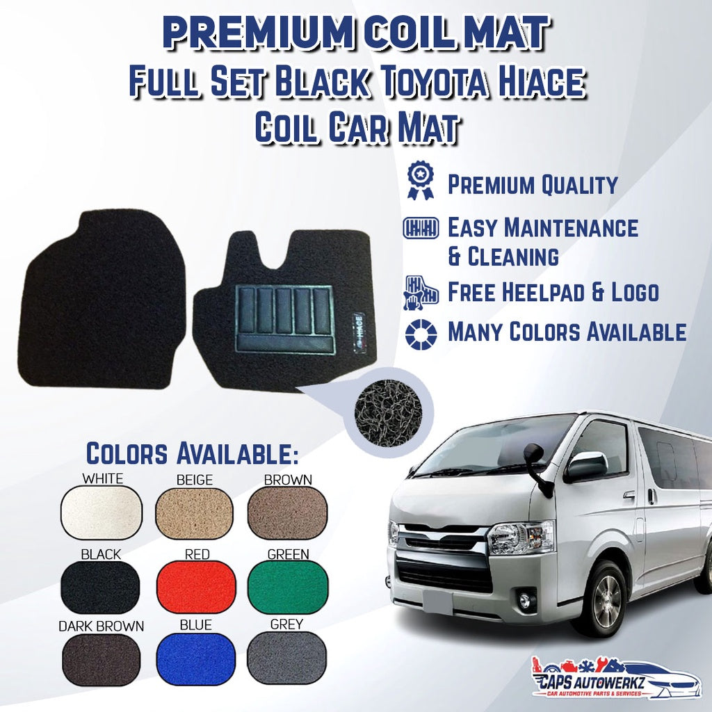 Premium Customized Single Color Coil Car Mats Toyota Hiace (Available for Single Driver & Front Sets)