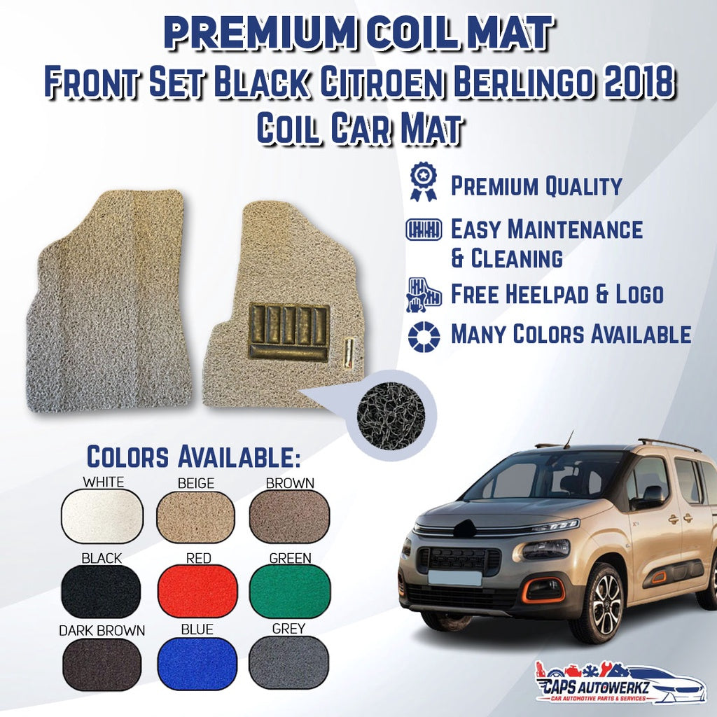 Premium Customized Single Color Coil Car Mats Citroen Berlingo Front Set