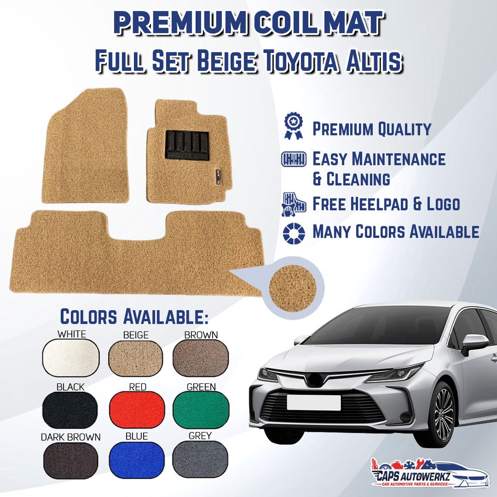 Premium Customized Single Color Coil Car Mats Toyota Altis