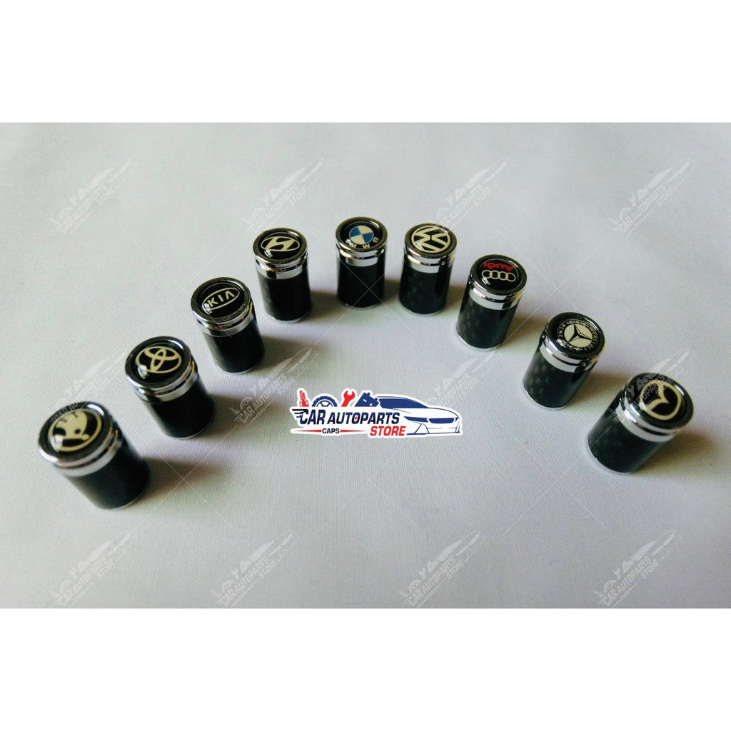 Premium LOGO Carbon Fibre Tyre Valves (4pc Sets) For Asian Car