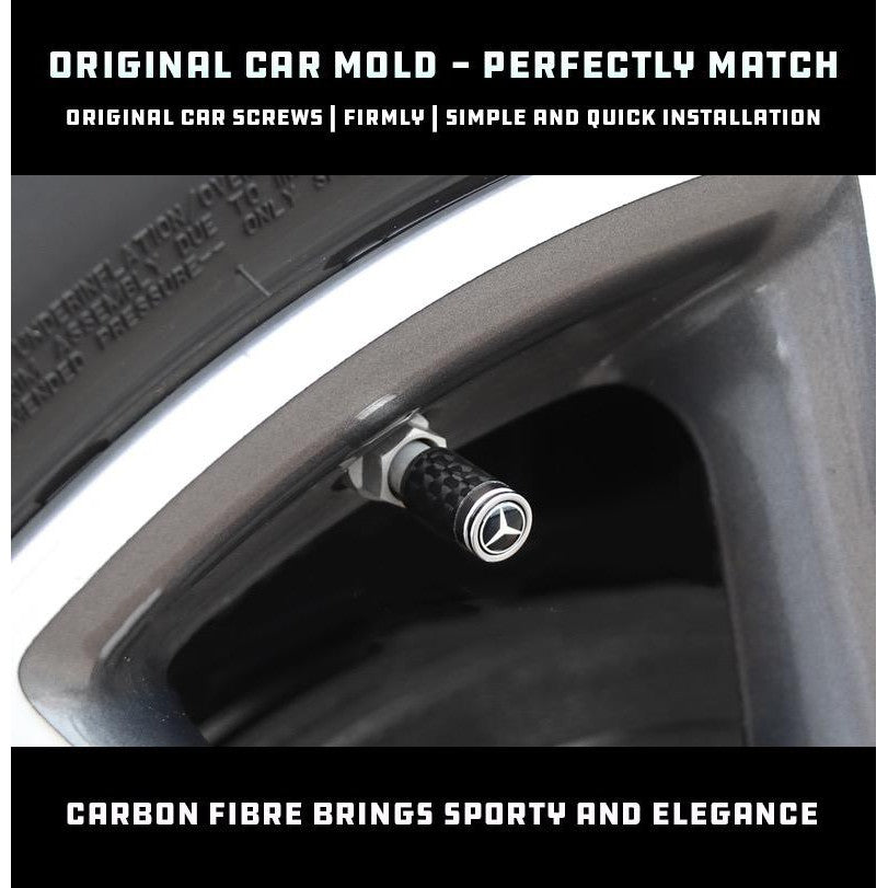 Premium LOGO Carbon Fibre Tyre Valves (4pc Sets) For European Car