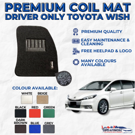 Premium Customized Single Color Coil Car Mats Toyota Wish