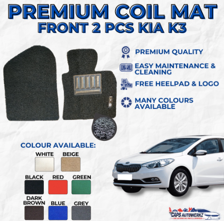 Premium Customized Single Color Coil Car Mats Kia K3 (PLS PM US CAR YEAR)