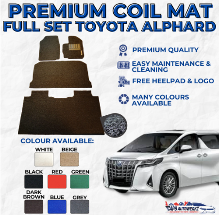 Premium Customized Single Color Coil Car Mats Toyota Alphard