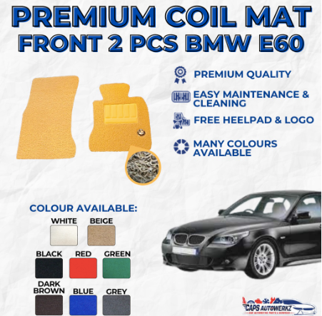 Premium Customized Single Color Coil Car Mats BMW E60 (PLS PM US CAR YEAR)