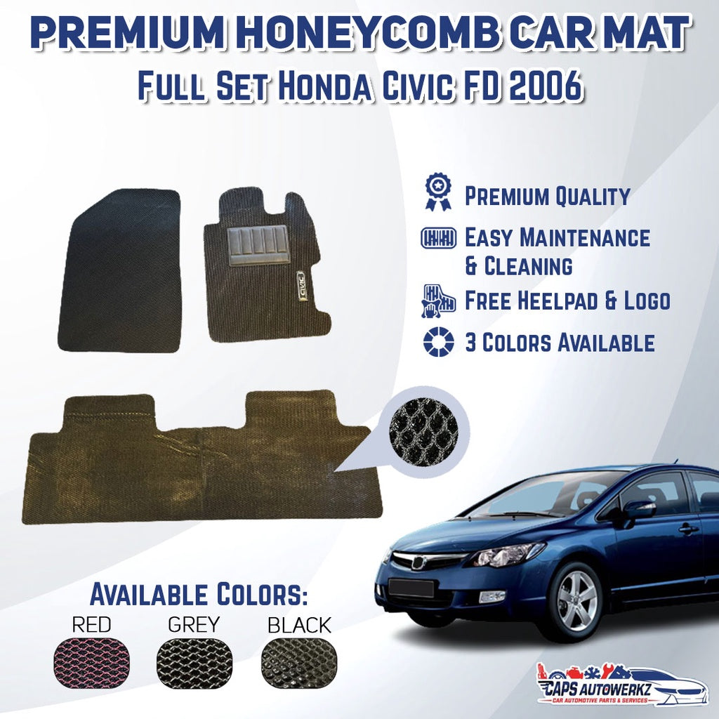 Premium Customized Honey Comb Car Mats Honda Civic FD