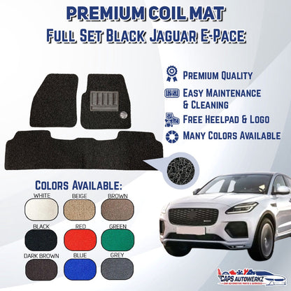 JAGUAR E-PACE Premium Customized Coil Car Mats | Car Floor Mats / Carpet Carmat Antislip Water proof
