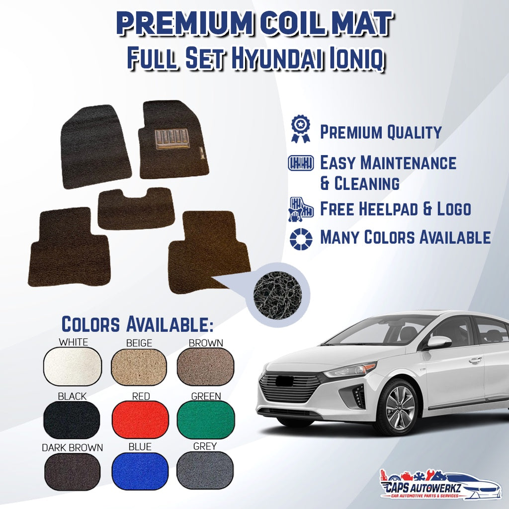 HYUNDAI IONIQ HYBRID Premium Customized Single Color Coil Car Mats Set | Floor Mat/Carpet Waterproof