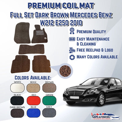 MERCEDES BENZ E250 Premium Customized Single Color Coil Car Mat Set | Car Floor Mats/Carpets Carmat