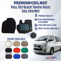 TOYOTA HIACE Premium Customized Single Color Coil Car Mats | Car Floor Mats / Carpet Carmat MAT