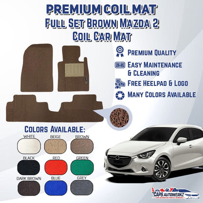 MAZDA 2 Premium Customized Single Color Coil Car Mats | Car Floor Mats / Carpet Carmat