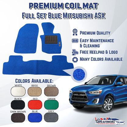 Mitsubishi ASX Premium Customized Coil Car Mats | Car Floor Mat / Carpet Carmat Antislip Water proof