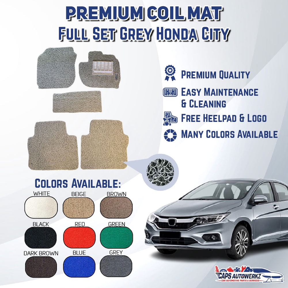 HONDA CITY Premium Customized Single Color Coil Car Mats (5pcs) | Car Floor Mats / Carpet Carmat