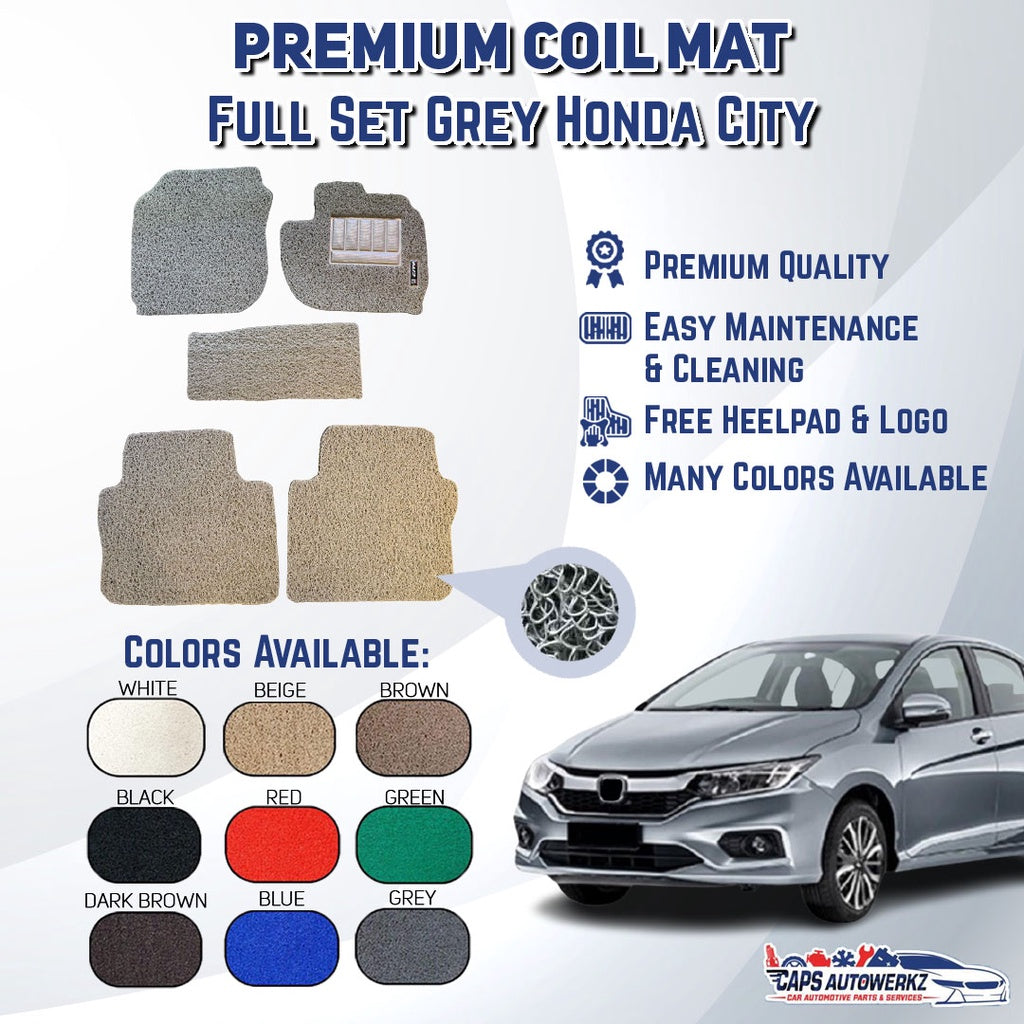 HONDA CITY Premium Customized Single Color Coil Car Mats (5pcs) | Car Floor Mats / Carpet Carmat