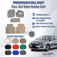 HONDA CITY Premium Customized Single Color Coil Car Mats (5pcs) | Car Floor Mats / Carpet Carmat