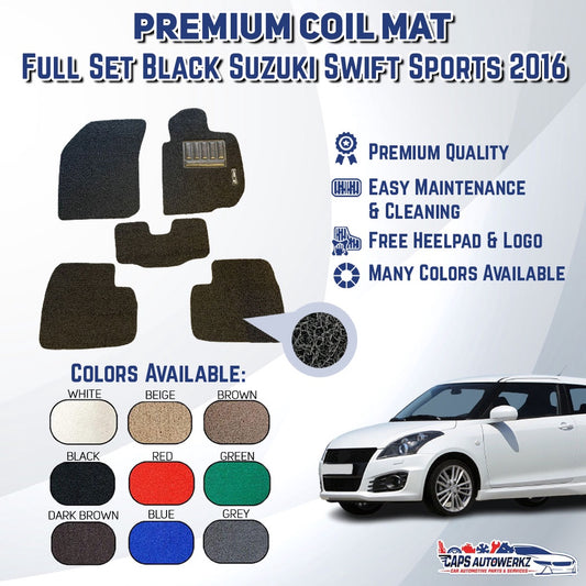SUZUKI SWIFT Premium Customized Single Color Coil Car Mat | Car Floor Mats / Carpet Carmat Anti-slip