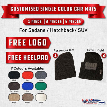 Premium Customized Driver & Front Passengee Car Mats |  Anti-slip Coil Mat Floor Mats Carmat Carpet