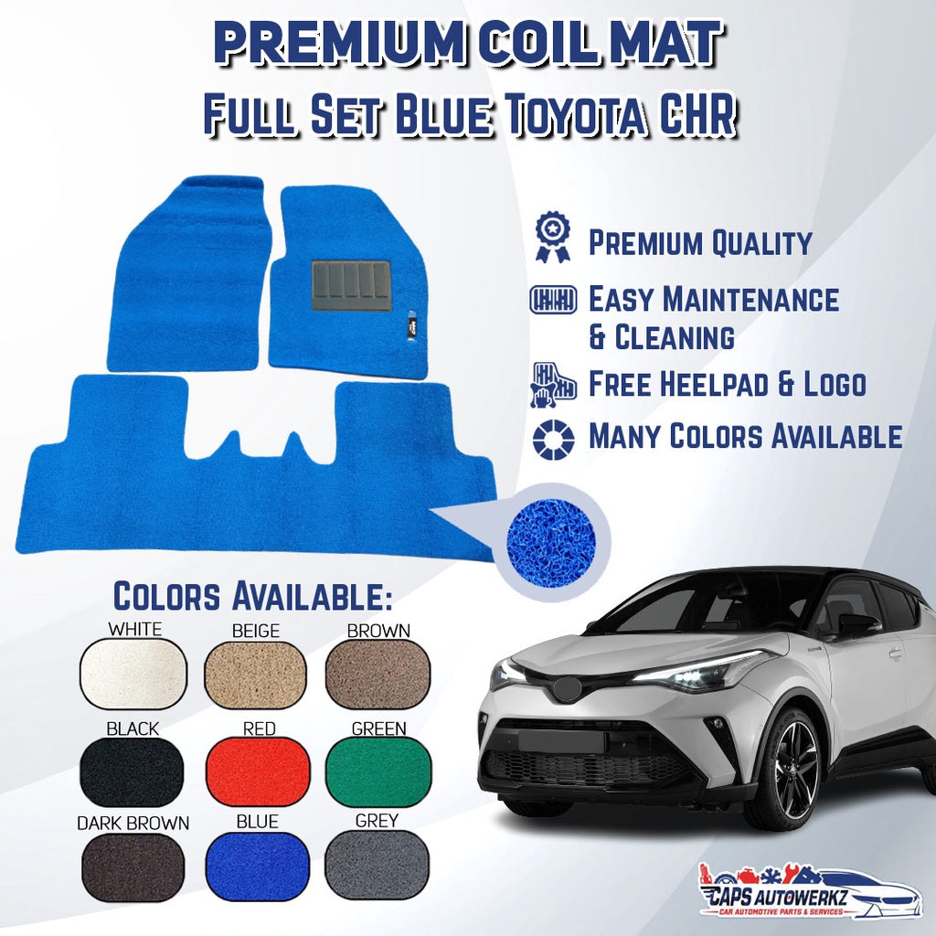 TOYOTA CHR Premium Customized Single Color Coil Car Mats (3pcs) | Car Floor Mats / Carpet Carmat