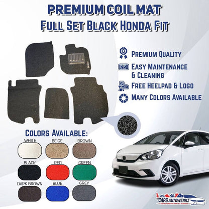 HONDA FIT Premium Customized Single Color Coil Car Mats | Floor Mat /Carpet  Waterproof