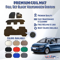 VW SHARAN Premium Customized Single Color Coil Car Mats | Car Floor Mat / Carpet Carmat Volkswagen