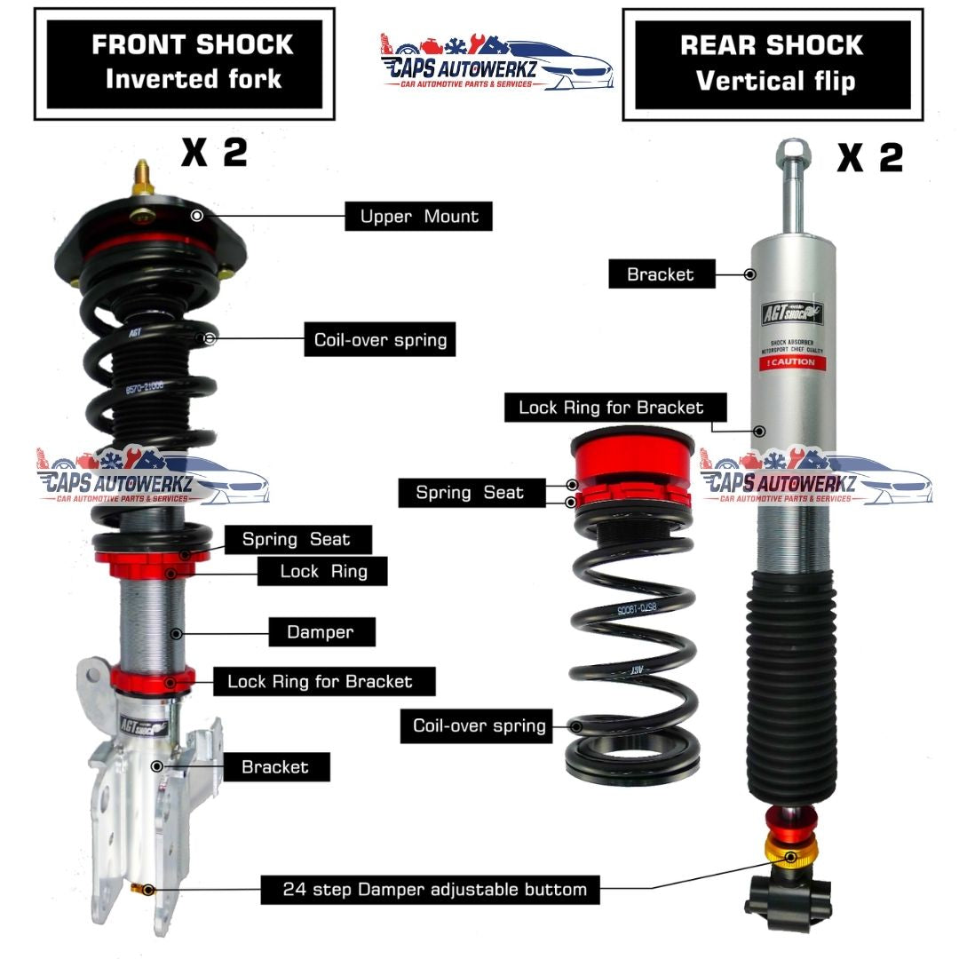 AGT PERFORMANCE COILOVER With Installation | Suitable for Asian & Continental Cars
