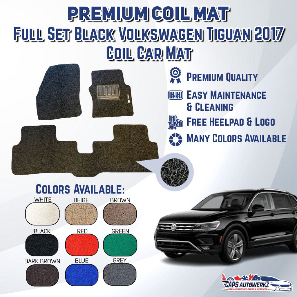 VW TIGUAN Premium Customized Single Color Coil Car Mats | Car Floor Mats / Carpet Carmat Volkswagen