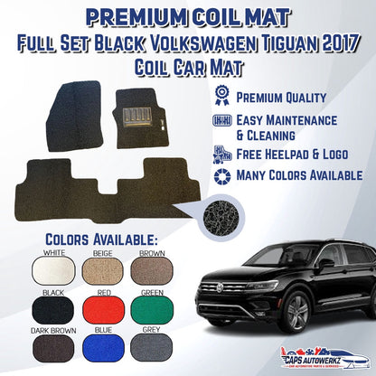 VW TIGUAN Premium Customized Single Color Coil Car Mats | Car Floor Mats / Carpet Carmat Volkswagen
