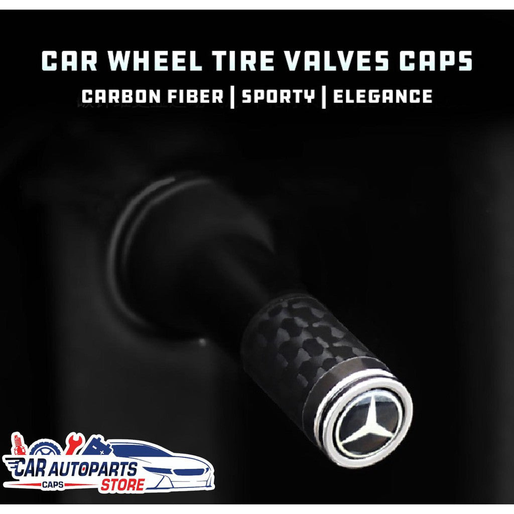 Premium LOGO Carbon Fibre Tyre Valves (4pc Sets) For Asian Car