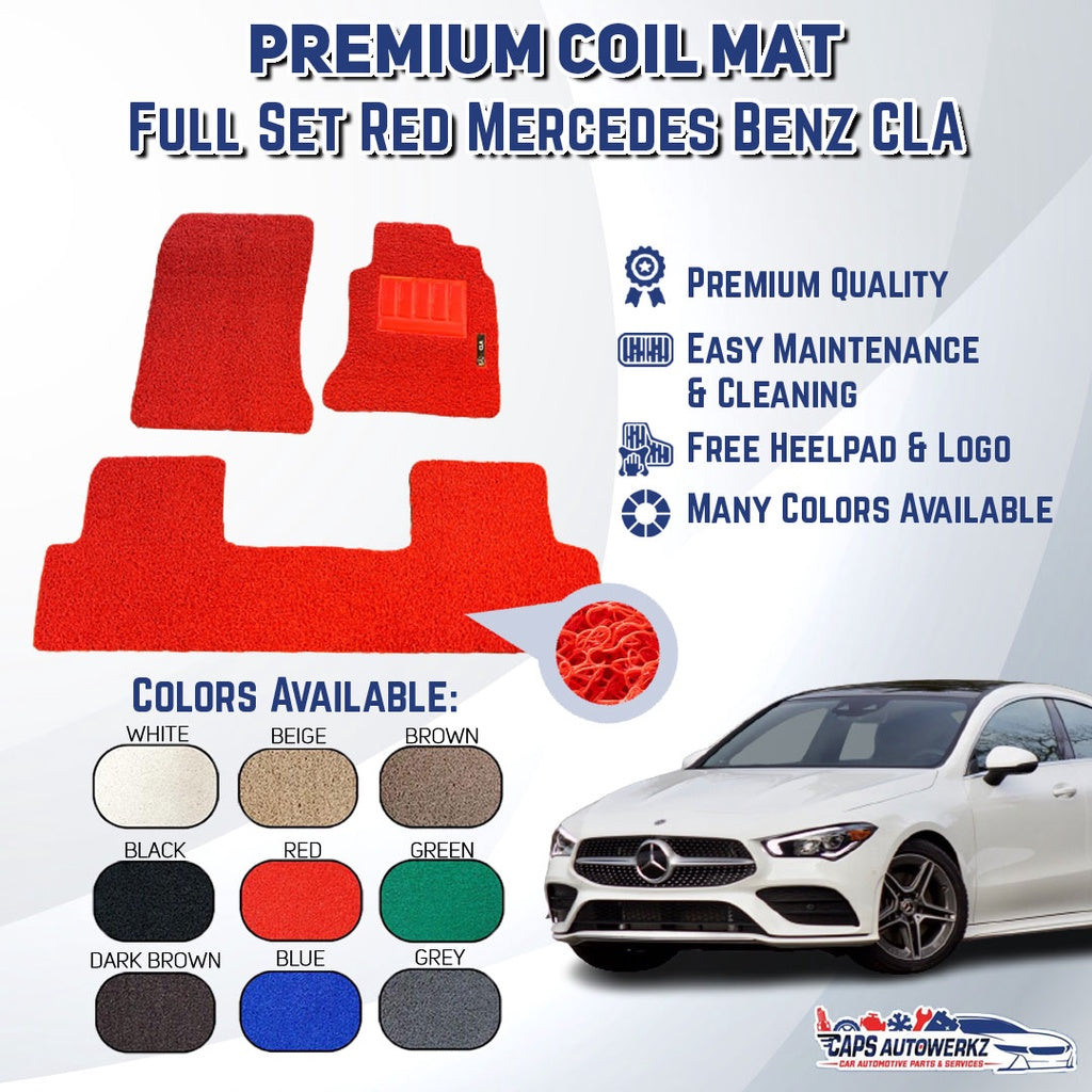 MERCEDES BENZ CLA Premium Customized Single Color Coil Car Mats | Car Floor Mats / Carpet Waterproof