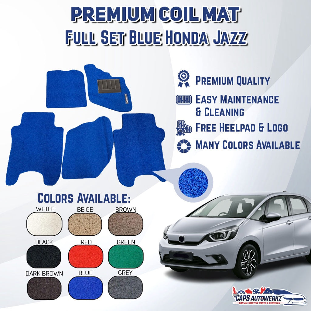 HONDA JAZZ Premium Customized Single Color Coil Car Mats | Car Floor Mats / Carpets