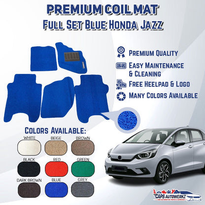 HONDA JAZZ Premium Customized Single Color Coil Car Mats | Car Floor Mats / Carpets