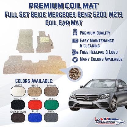 MERCEDES BENZ E-CLASS Premium Customized Single Color Coil Car Mat Set | Car Floor Mats / Carpet