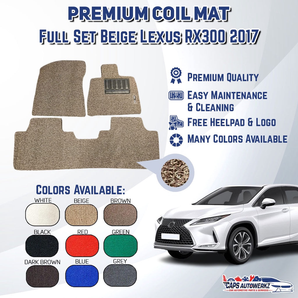 LEXUS RX300 Premium Customized Single Color Coil Car Mats | Floor Mats/Carpets Anti-slip Waterproof