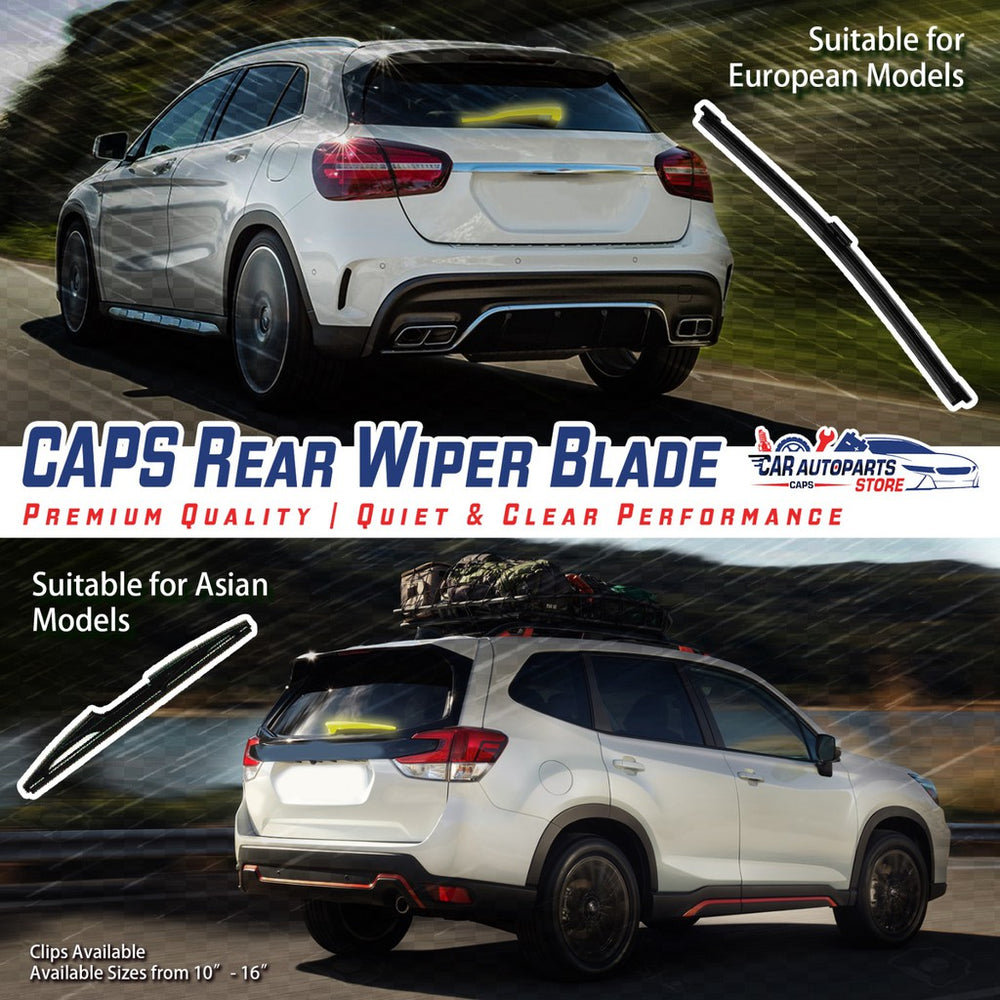 Premium Rear Wipers Size 10 - 16" Available (Multi Clips) For asian and european cars! OEM MODELS