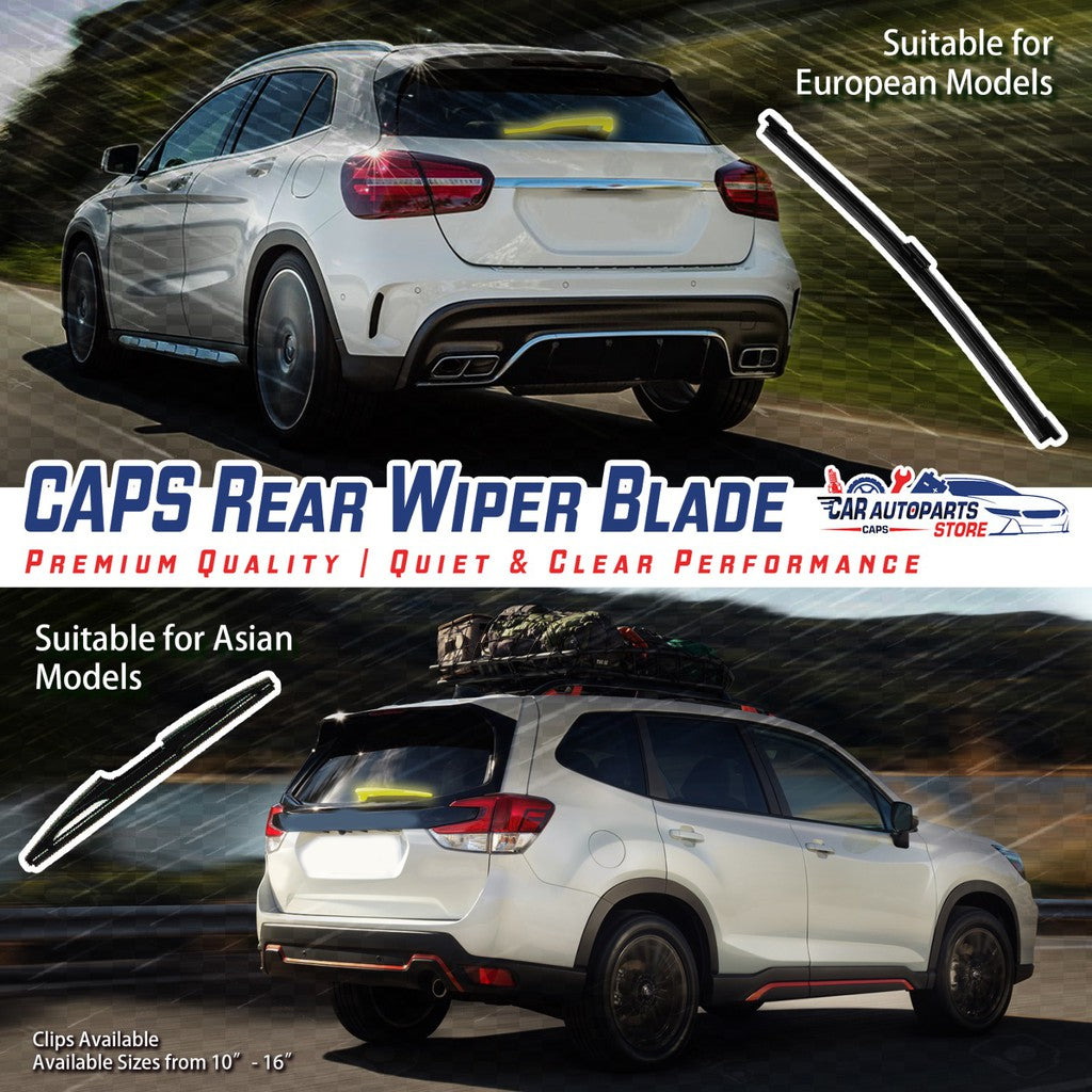Premium Rear Wipers Size 10 - 16" Available (Multi Clips) For asian and european cars! OEM MODELS