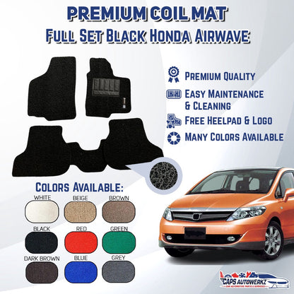 Honda Airwave Premium Customized Single Color Coil Car Mats | Car Floor Mats / Carpet Carmat