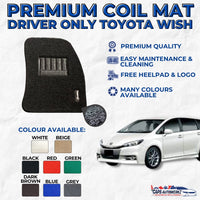 TOYOTA WISH Premium Customized Single Color Coil Car Mats | Car Floor Mats / Carpet Carmat
