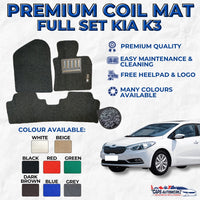 KIA CERATO K3 Premium Customized Single Color Coil Car Mats | Car Floor Mats/Carpet Carmat