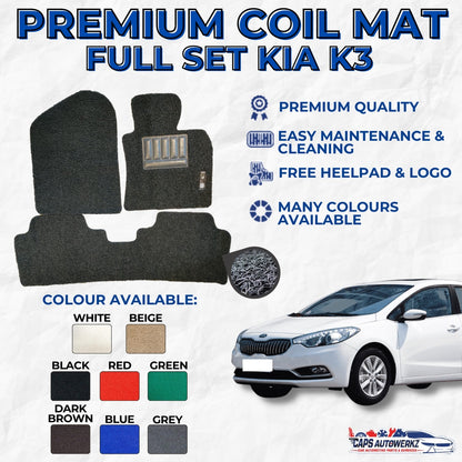 KIA CERATO K3 Premium Customized Single Color Coil Car Mats | Car Floor Mats/Carpet Carmat