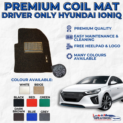 HYUNDAI IONIQ HYBRID Premium Customized Single Color Coil Car Mats Set | Floor Mat/Carpet Waterproof