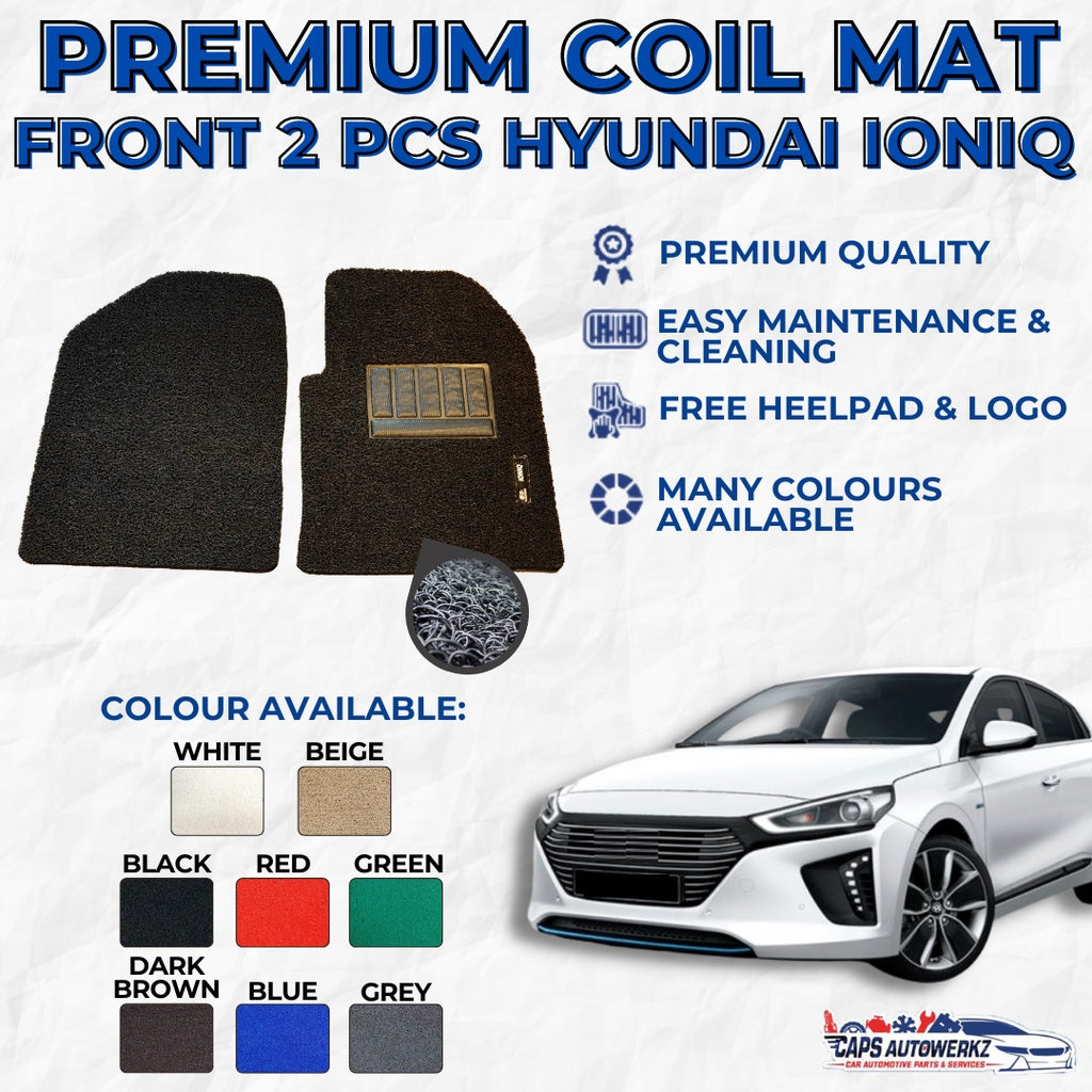HYUNDAI IONIQ HYBRID Premium Customized Single Color Coil Car Mats Set | Floor Mat/Carpet Waterproof