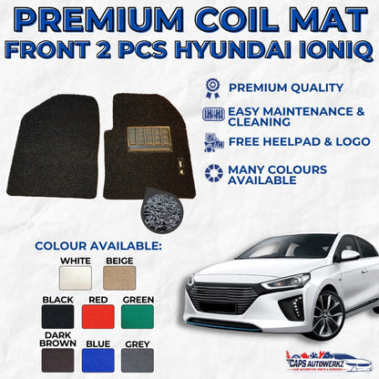 HYUNDAI IONIQ HYBRID Premium Customized Single Color Coil Car Mats Set | Floor Mat/Carpet Waterproof
