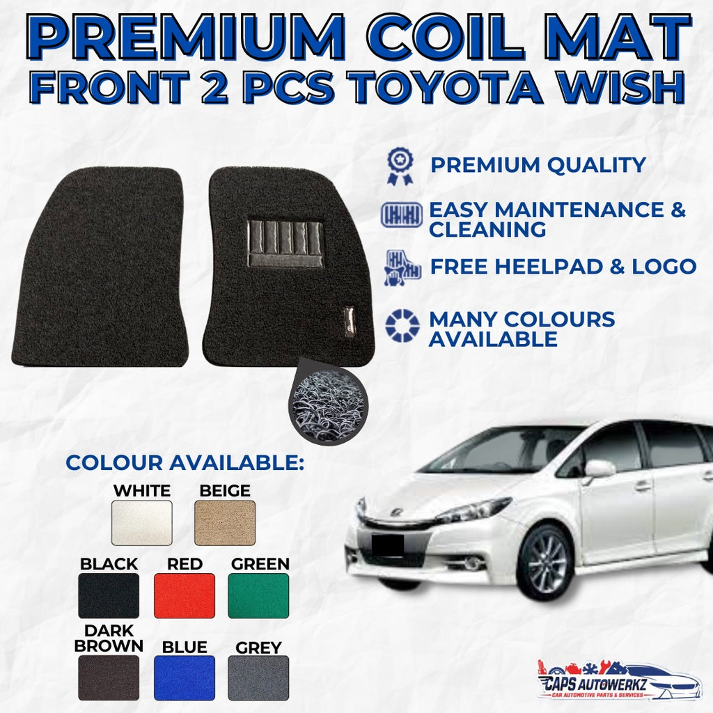 TOYOTA WISH Premium Customized Single Color Coil Car Mats | Car Floor Mats / Carpet Carmat