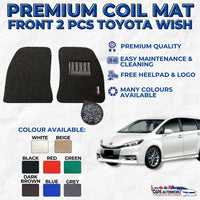 TOYOTA WISH Premium Customized Single Color Coil Car Mats | Car Floor Mats / Carpet Carmat