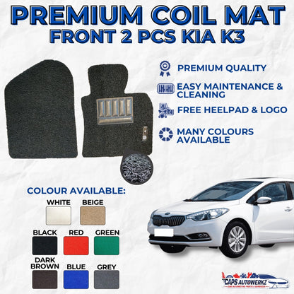 KIA CERATO K3 Premium Customized Single Color Coil Car Mats | Car Floor Mats/Carpet Carmat