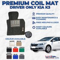 KIA CERATO K3 Premium Customized Single Color Coil Car Mats | Car Floor Mats/Carpet Carmat