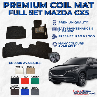 MAZDA CX-5 Premium Customized Single Color Coil Car Mats | Car Floor Mats / Carpet Carmat CX5