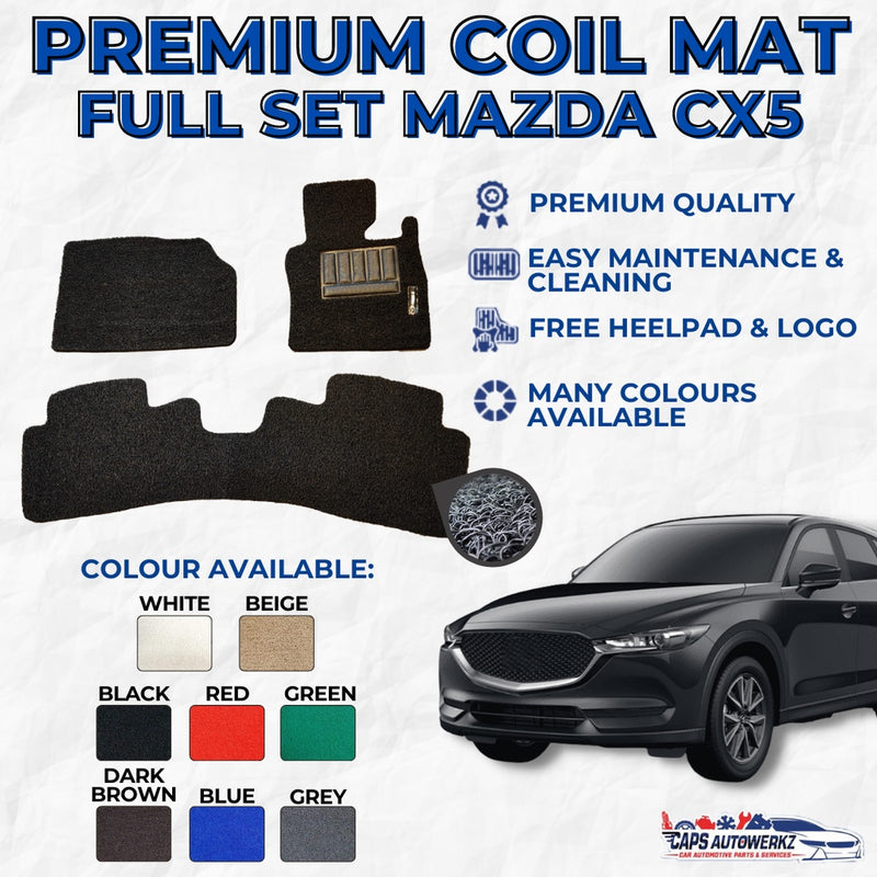 MAZDA CX-5 Premium Customized Single Color Coil Car Mats | Car Floor Mats / Carpet Carmat CX5