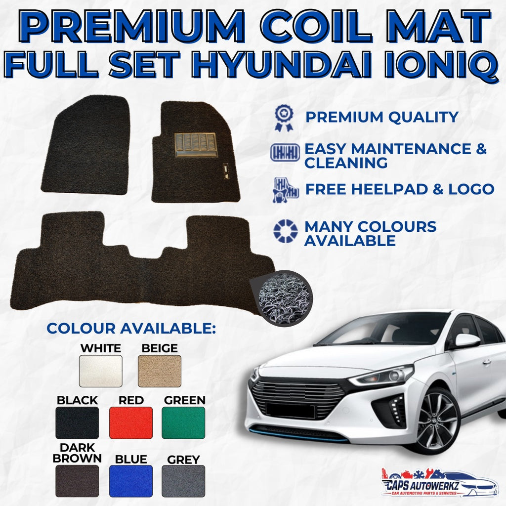 HYUNDAI IONIQ HYBRID Premium Customized Single Color Coil Car Mats Set | Floor Mat/Carpet Waterproof