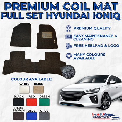 HYUNDAI IONIQ HYBRID Premium Customized Single Color Coil Car Mats Set | Floor Mat/Carpet Waterproof